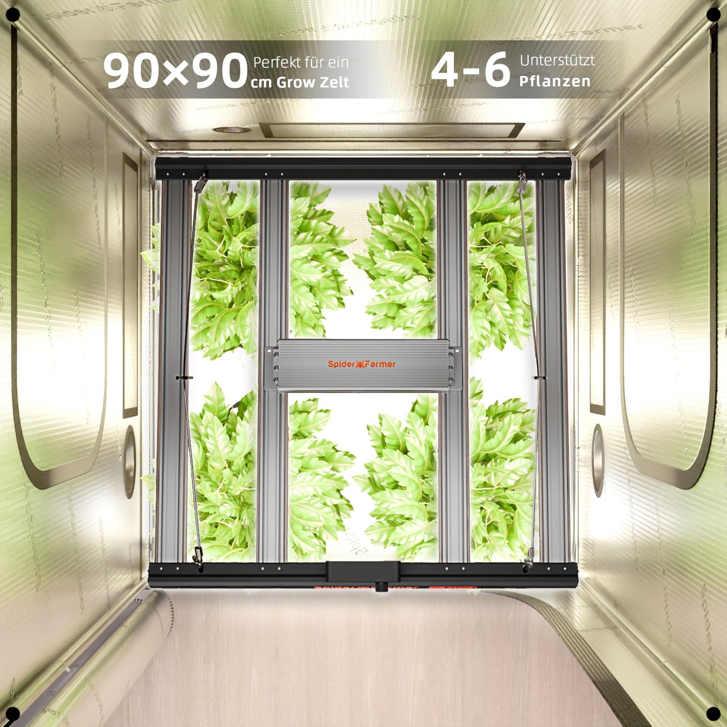Spider Farmer Growzelt Komplettset SF1000 Grow Light Dimmbarer LED Grow Lampe Vollspektrum Samsung LM301H EVO Diodes GrowZelt Kit Komplettes 70x70x160cm Hydroponics Growing Tent Set Belüftungssystem