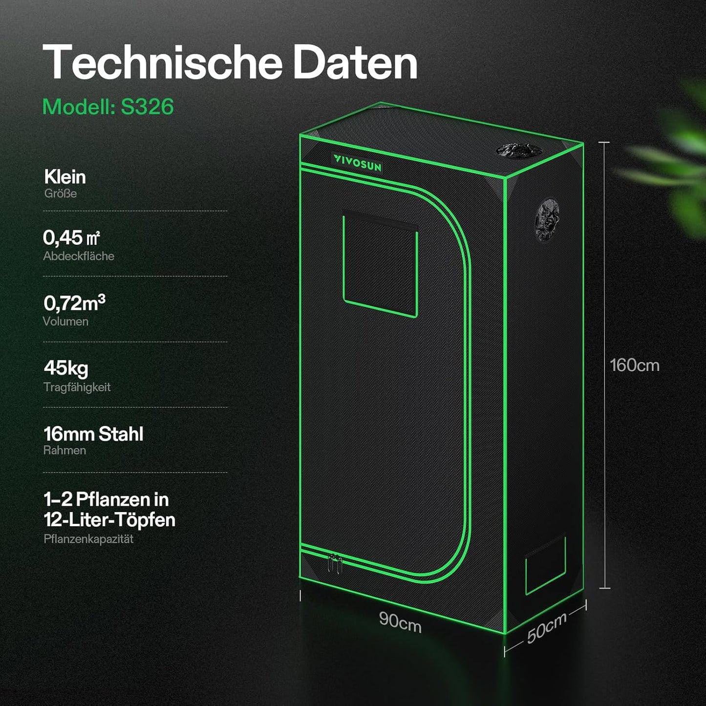 VIVOSUN Growzelt lichtdichtes Indoor Hydroponik Zelt mit reflektierendem Mylar Sichtfenster Bodenwanne stabile Rahmenstruktur Pflanzenzelt Gewächshaus S558 Grow Tent passend für VSF6450