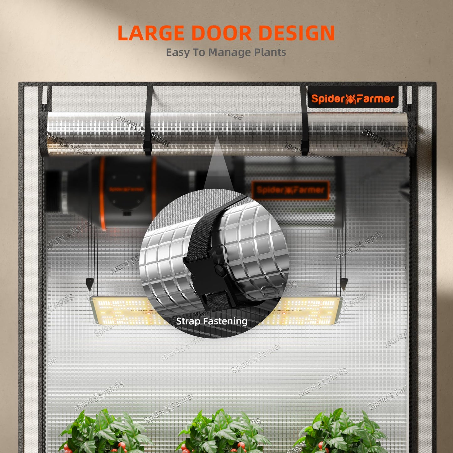Spider Farmer Growzelt 60x60x180cm, Indoor Grow Tent Kultivation Zelt, hergestellt aus hochreflektierendem Mylar mit Beobachtungsfenster und abnehmbarem Boden Tablett, für SF1000/SF1000D