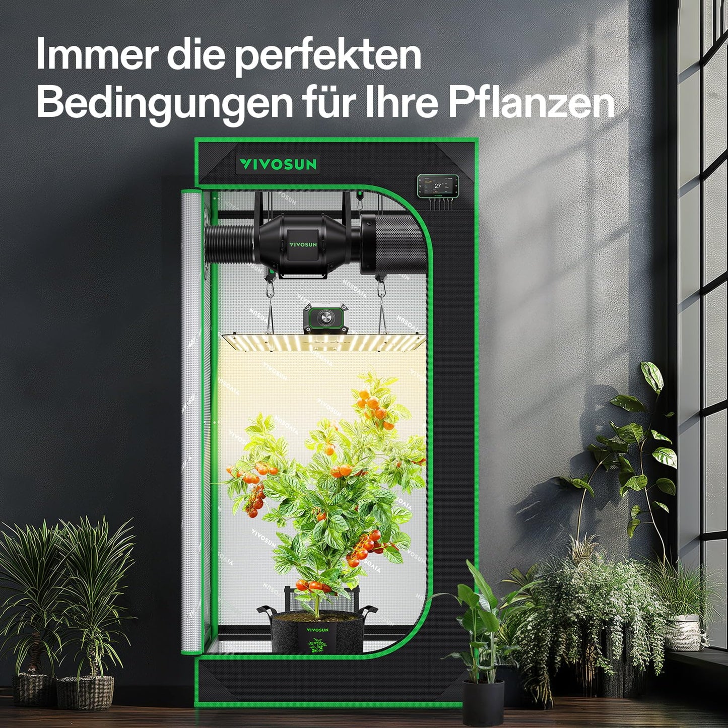 VIVOSUN Smart Growzelt Komplettset, WLAN-integriertes automatisches Grow-System mit 200W Vollspektrum-LED-Pflanzenlampe und effizientem Belüftungssystem mit GrowHub E42A+ Controller