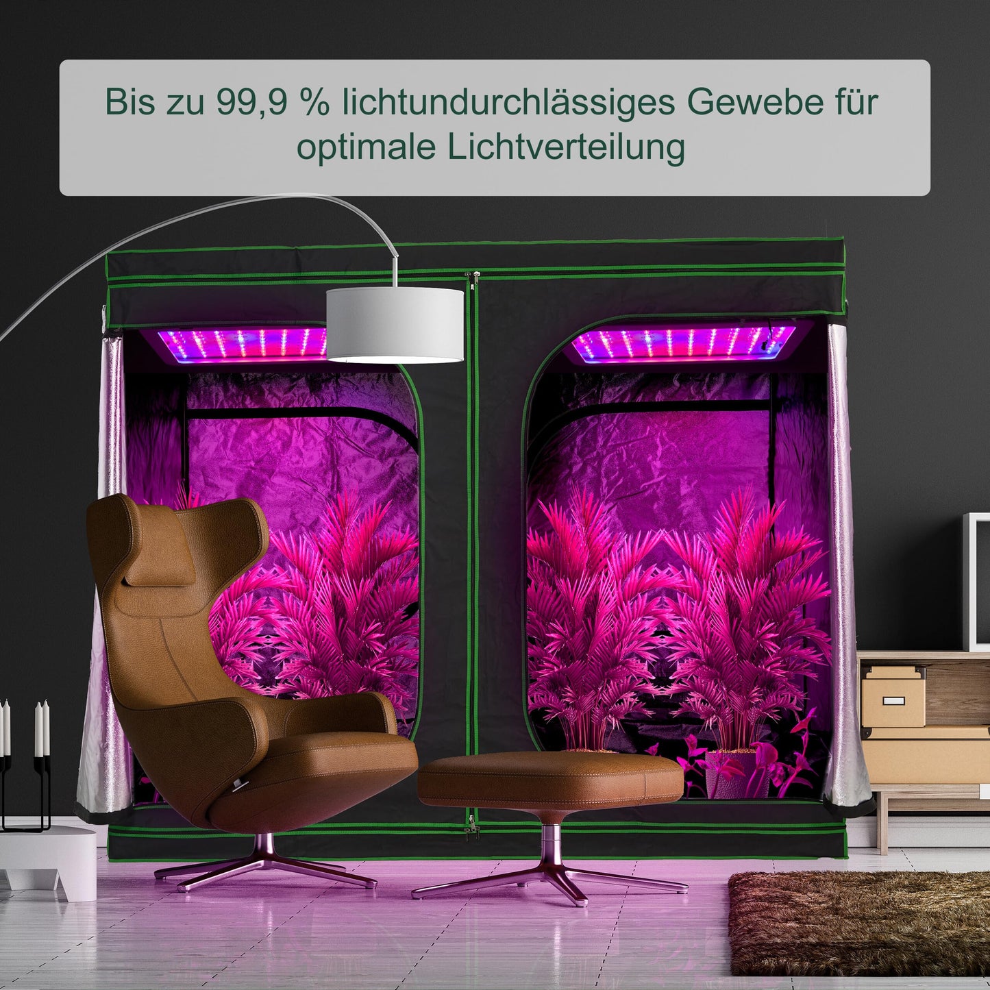 Relaxdays Growzelt, HxBxT: 180x60x60 cm, reflektierende Innenfolie, lichtundurchlässig, Indoor Zuchtzelt, schwarz/grün