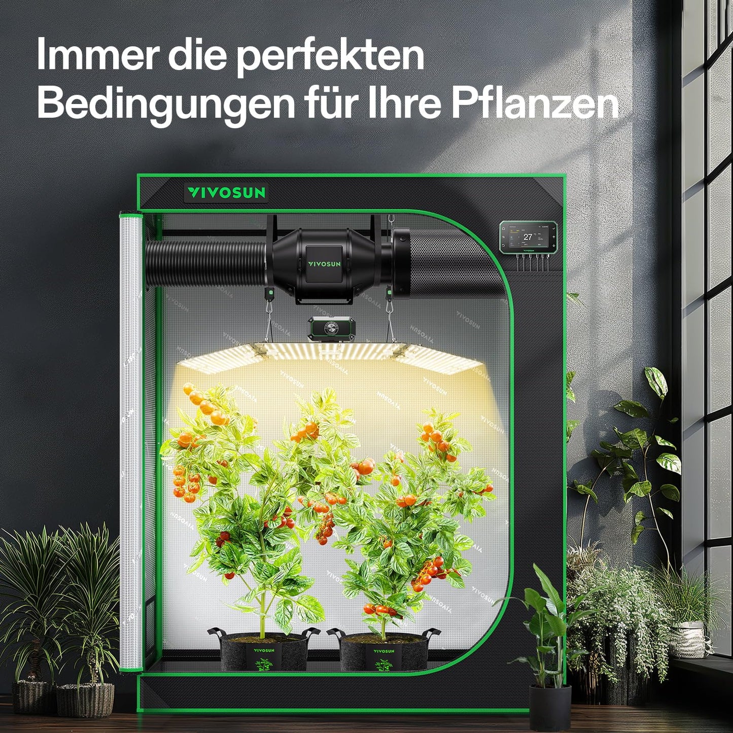 VIVOSUN Smart Growzelt Komplettset, WLAN-integriertes automatisches Grow-System mit 200W Vollspektrum-LED-Pflanzenlampe und effizientem Belüftungssystem mit GrowHub E42A+ Controller