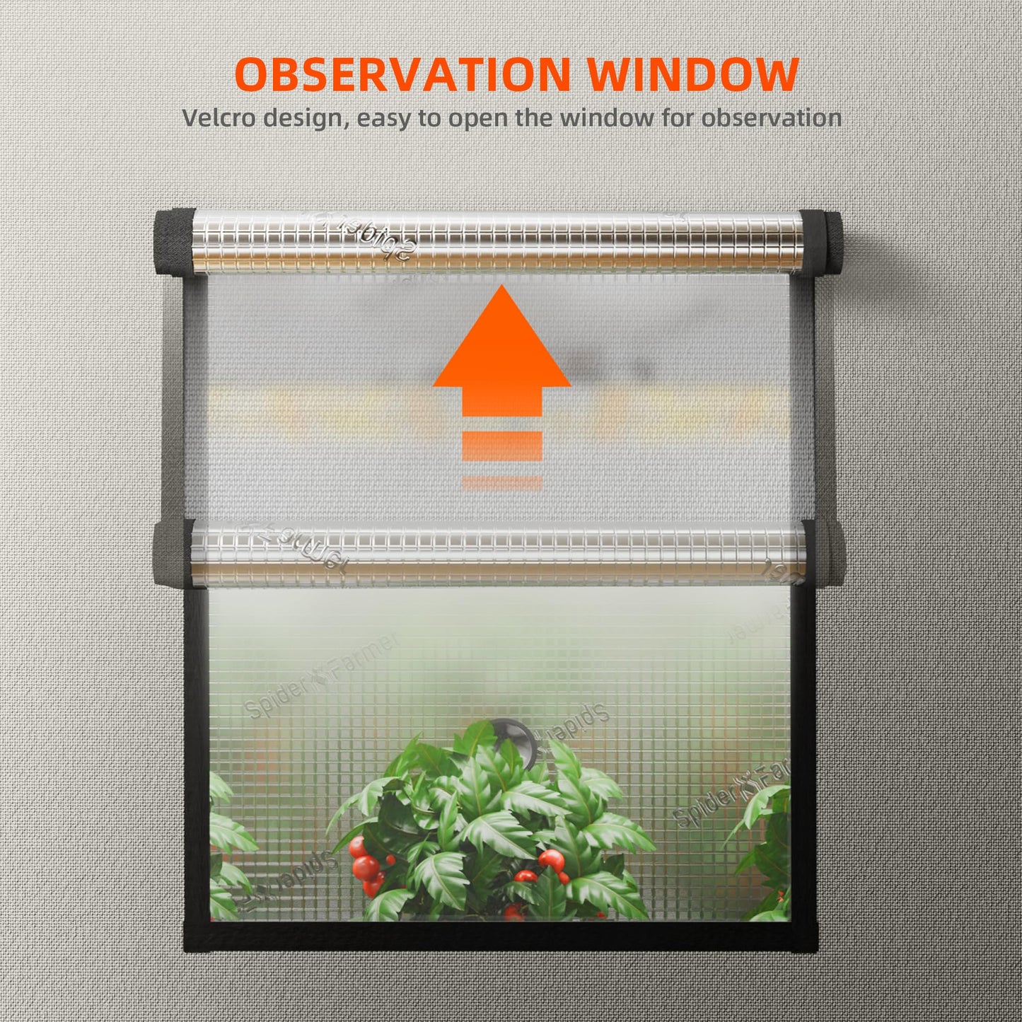 Spider Farmer Growzelt 60x60x180cm, Indoor Grow Tent Kultivation Zelt, hergestellt aus hochreflektierendem Mylar mit Beobachtungsfenster und abnehmbarem Boden Tablett, für SF1000/SF1000D