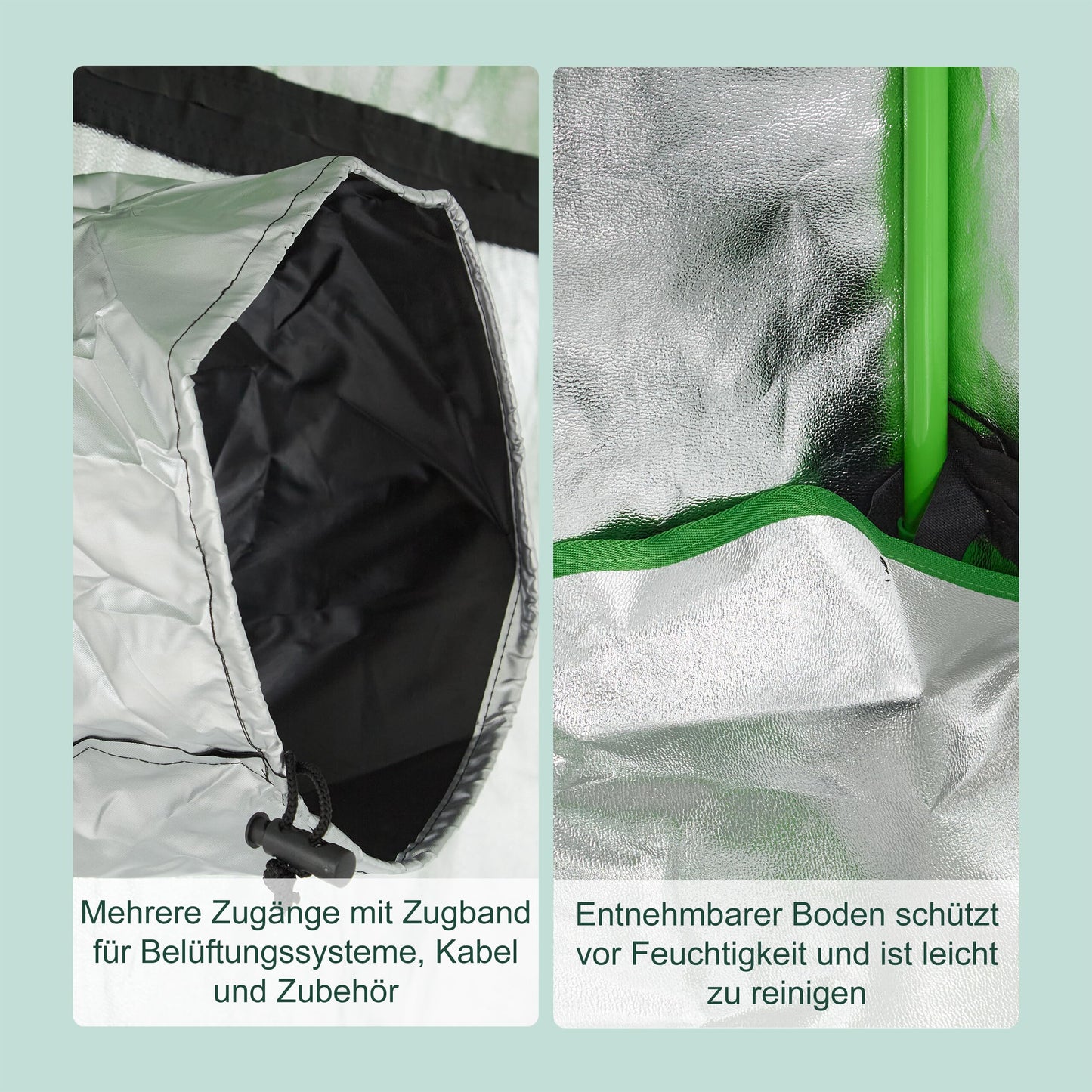 Relaxdays Growzelt, HxBxT: 180x60x60 cm, reflektierende Innenfolie, lichtundurchlässig, Indoor Zuchtzelt, schwarz/grün