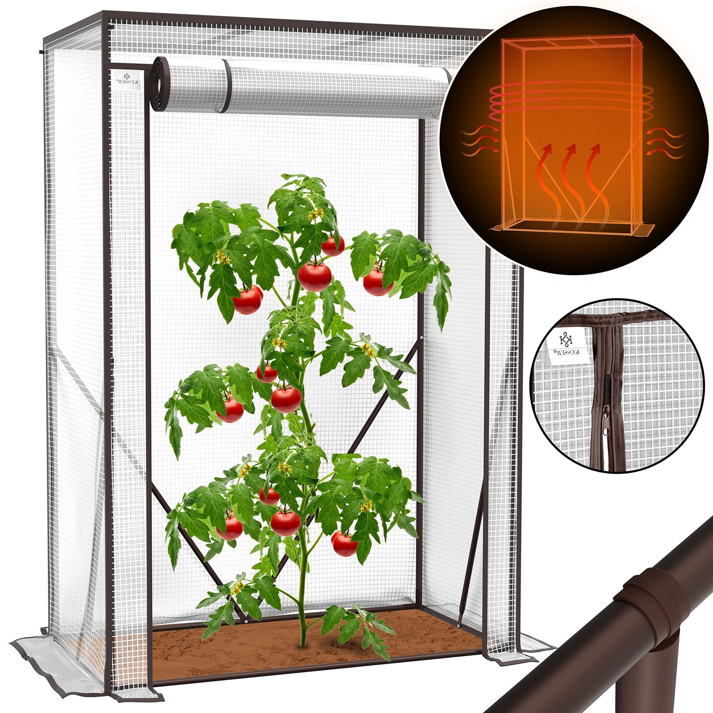 KESSER® Premium Tomatengewächshaus Foliengewächshaus, Gewächshaus klein, Tomatenhaus, Treibhaus mit Tür zum Aufrollen - 100 x 50 x 150 cm Frühbeet, Gemüse, Blumen, Obst, Inkl. Montagezubehör, Garten